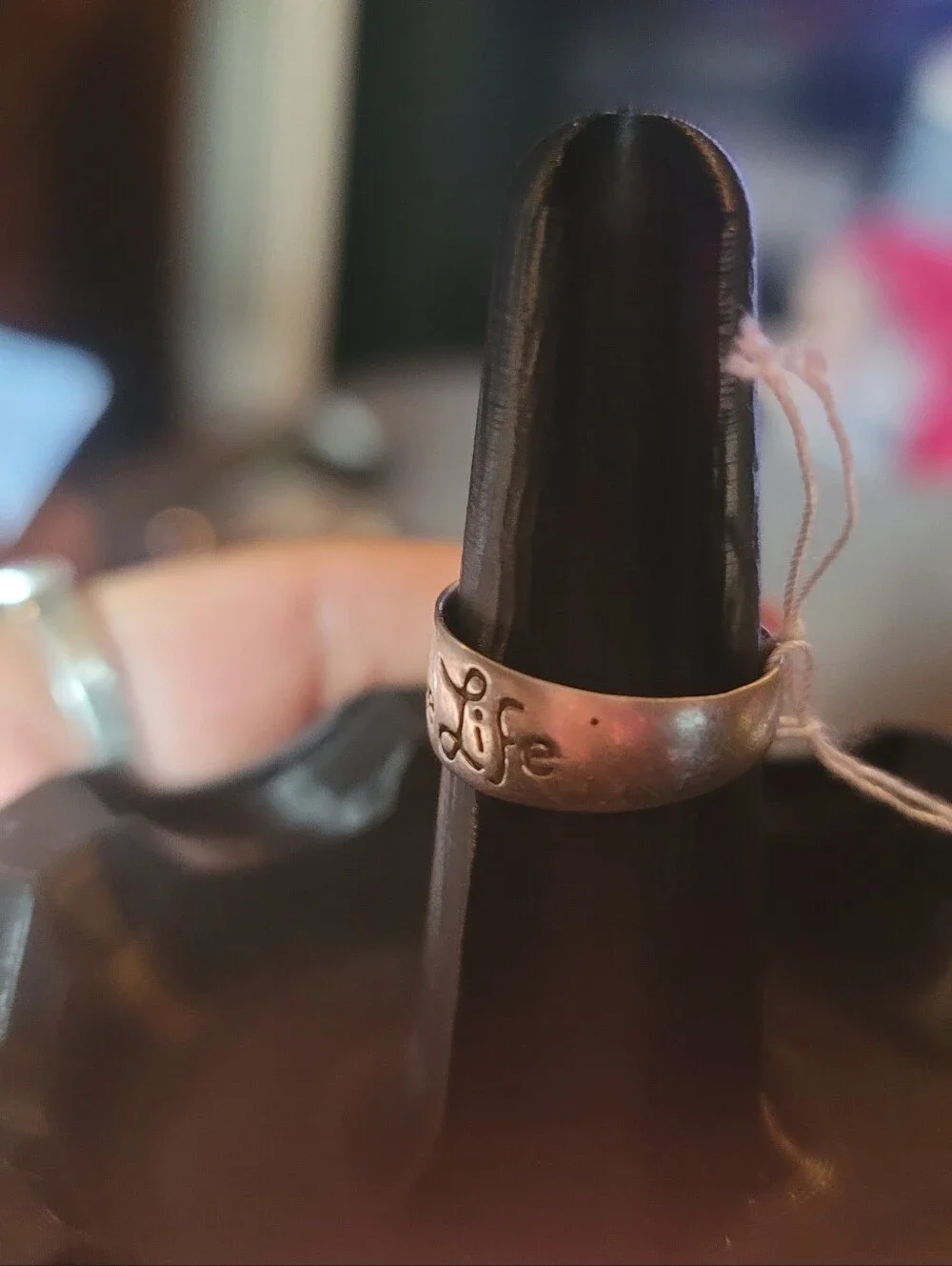 Love Life Ring Size 7.5 Silver Inspirational Script Wide Band